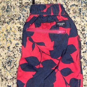 Abercrombie & Fitch Mens Red and Blue Floral Shorts
